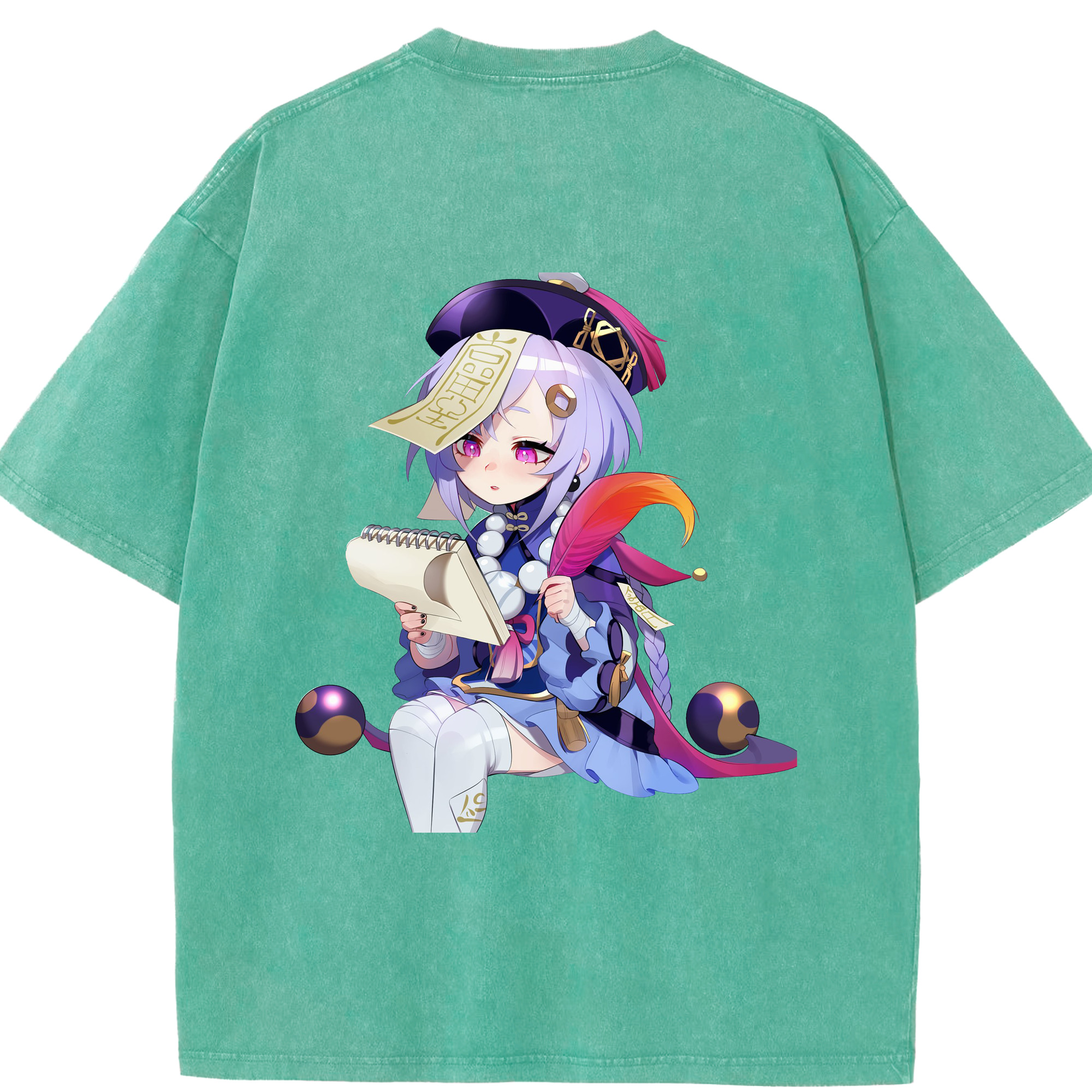げんし神 七七 なな  genshin Nana 綿100% ヴィンテージ風 半袖Tシャツ（背面プリント）